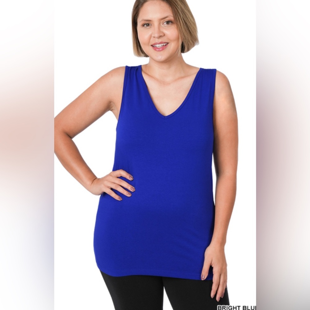 Sale 🥳Zenana C15  Plus Size Racerback Tank Top in Blue